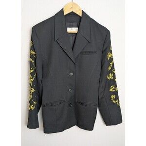 Vertigo Paris Women's Wool Blend Black/Gold Versace Look Old Money Blazer  SZ M.